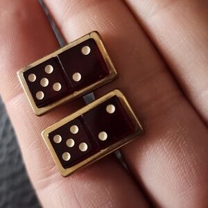 VTG Hickok Domino Cufflinks in Red and Gold